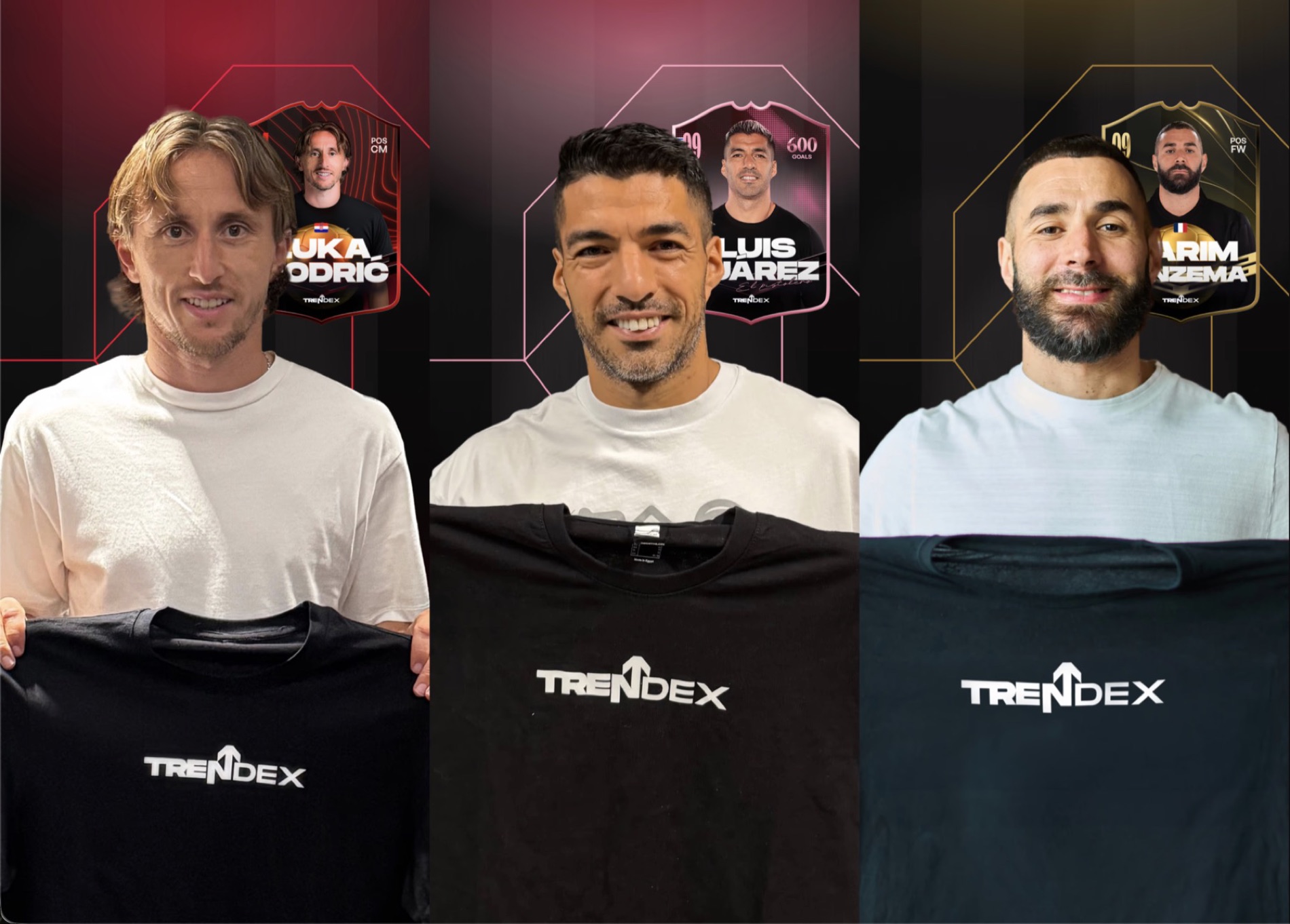 Karim Benzema, Luka Modrić and Luis Suárez with Trendex